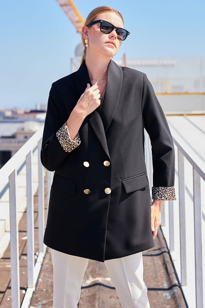 Bigdart 0704 Veste blazer avec détails de boutons - Noir