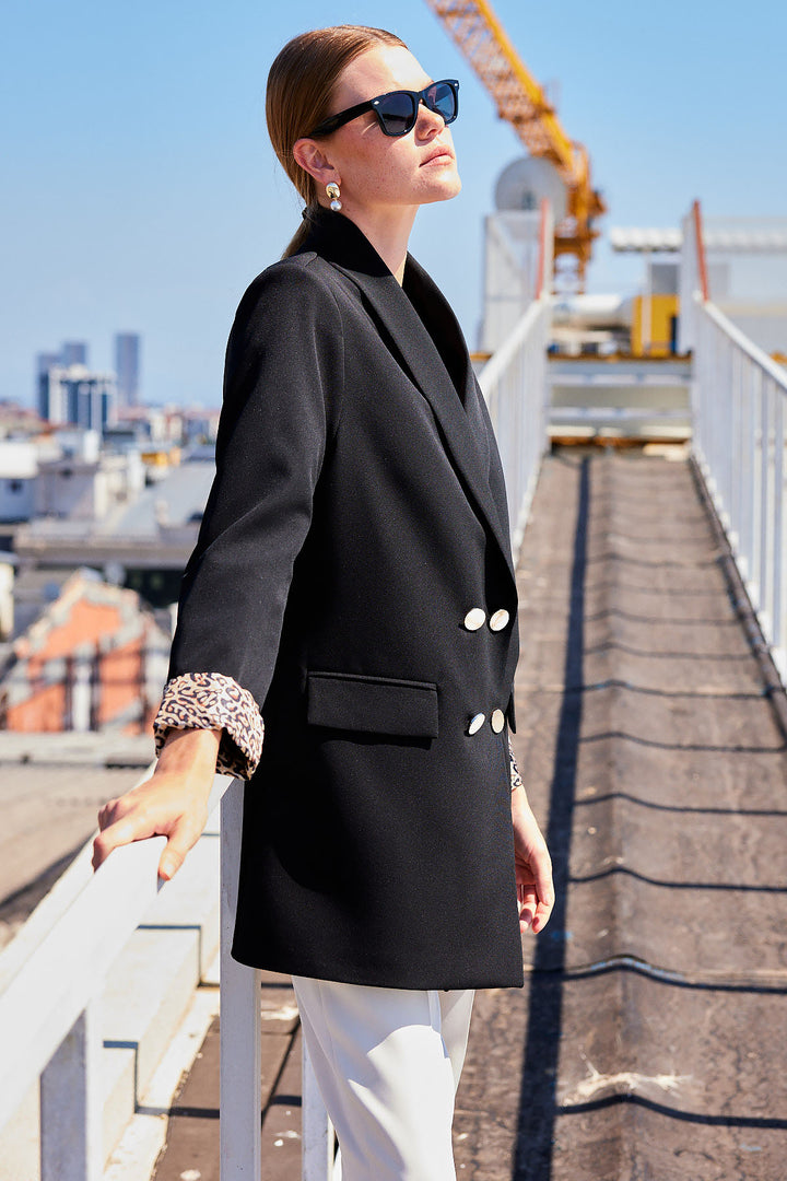 Bigdart 0704 Veste blazer avec détails de boutons - Noir