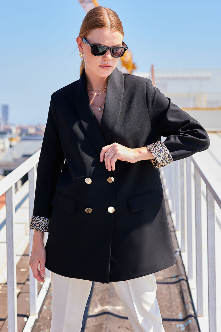 Bigdart 0704 Veste blazer avec détails de boutons - Noir