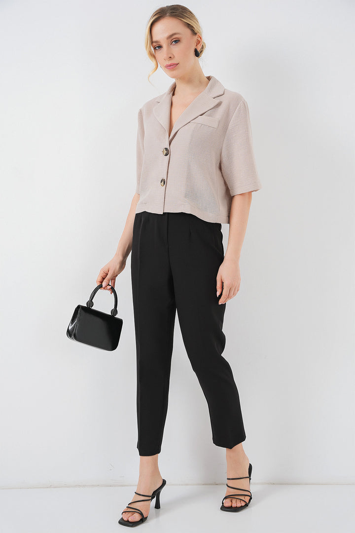 Bigdart Veste en lin crop 0706 - Beige