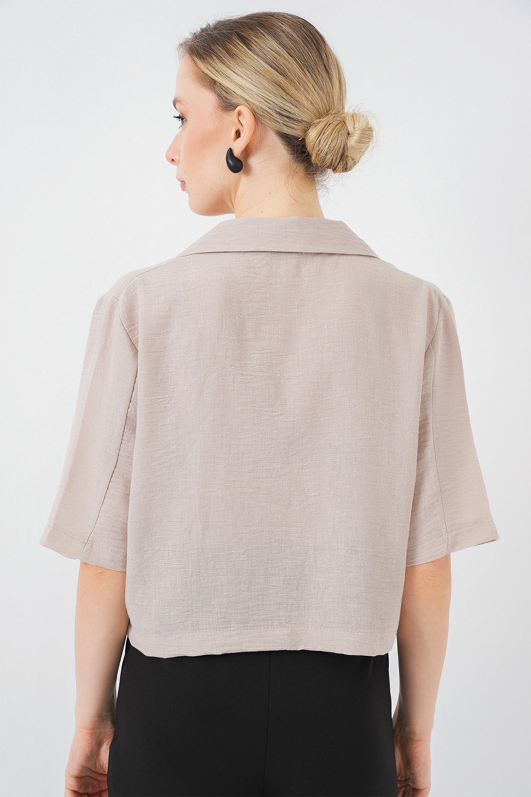 Bigdart Veste en lin crop 0706 - Beige