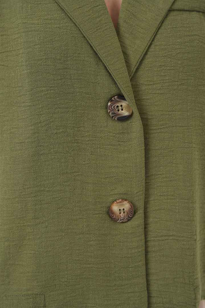 Bigdart 0706 Veste Crop en Lin - Kaki