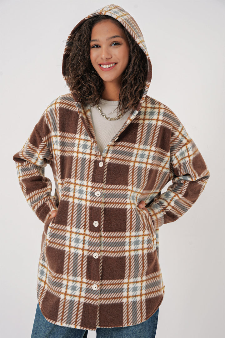 Bigdart 0710 Chemise Oversize à Capuche - C. Marron