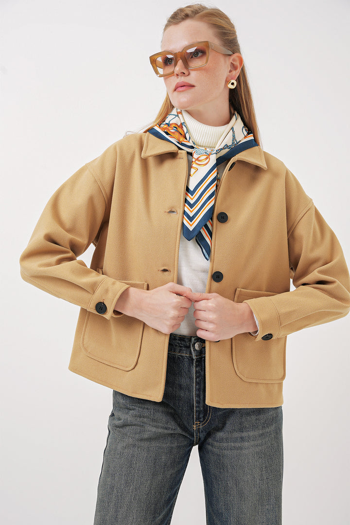 Bigdart 0713 Veste en laine pour femmes - Moutarde