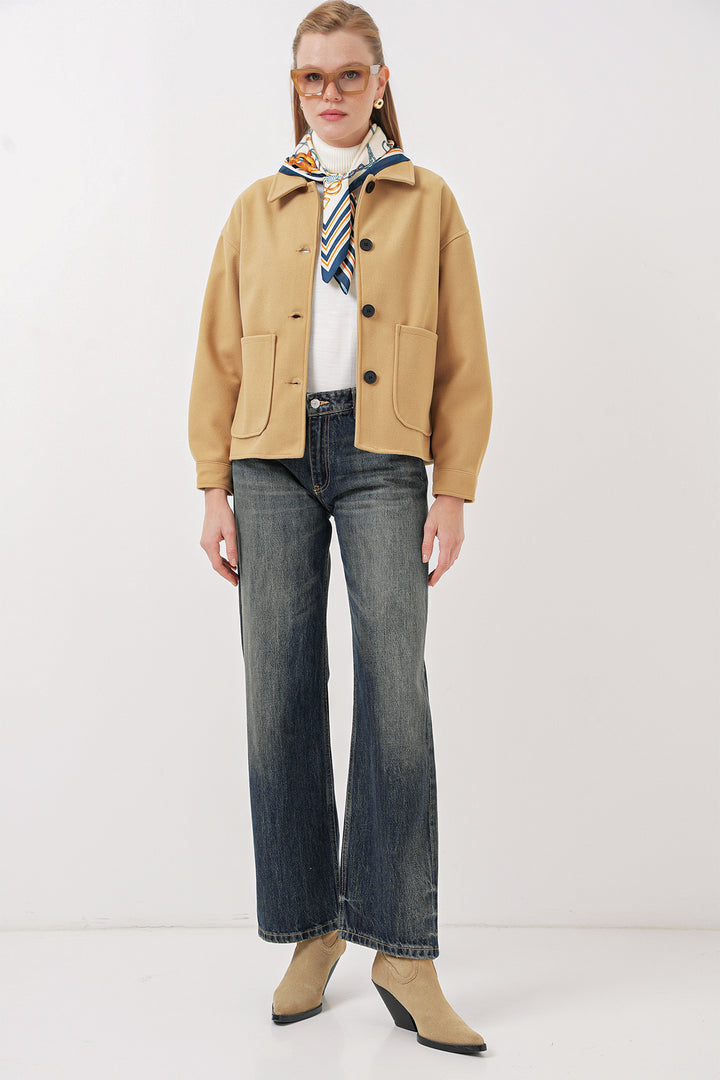 Bigdart 0713 Veste en laine pour femmes - Moutarde