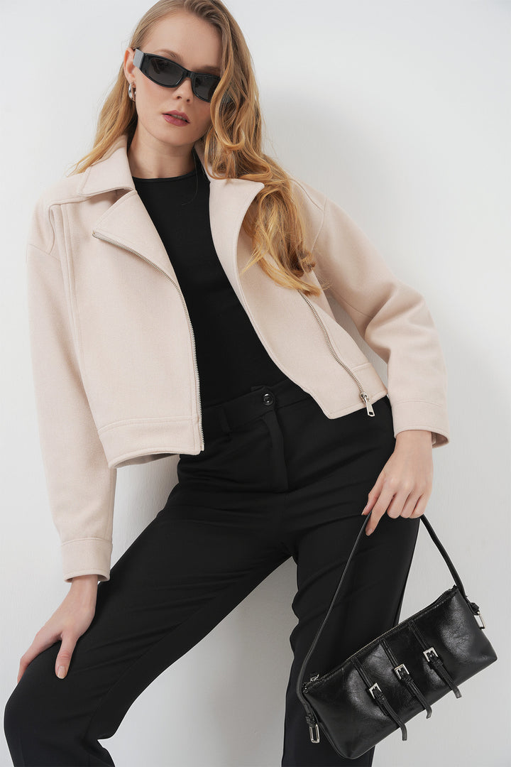 Bigdart 0717 Femme Veste en Laine Courte - Beige