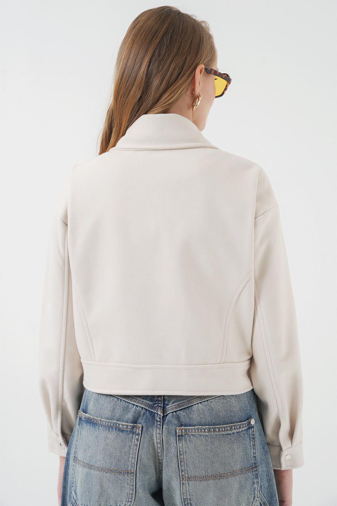 Bigdart 0717 Veste courte en laine pour femme - Écru
