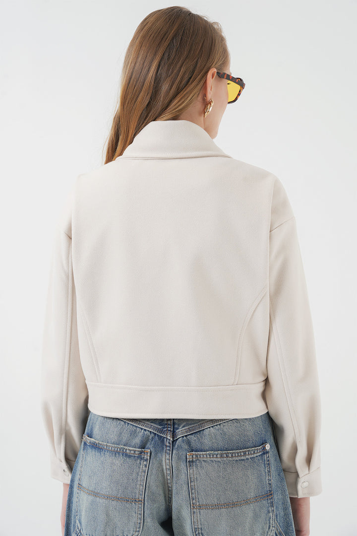 Bigdart 0717 Veste courte en laine pour femme - Écru
