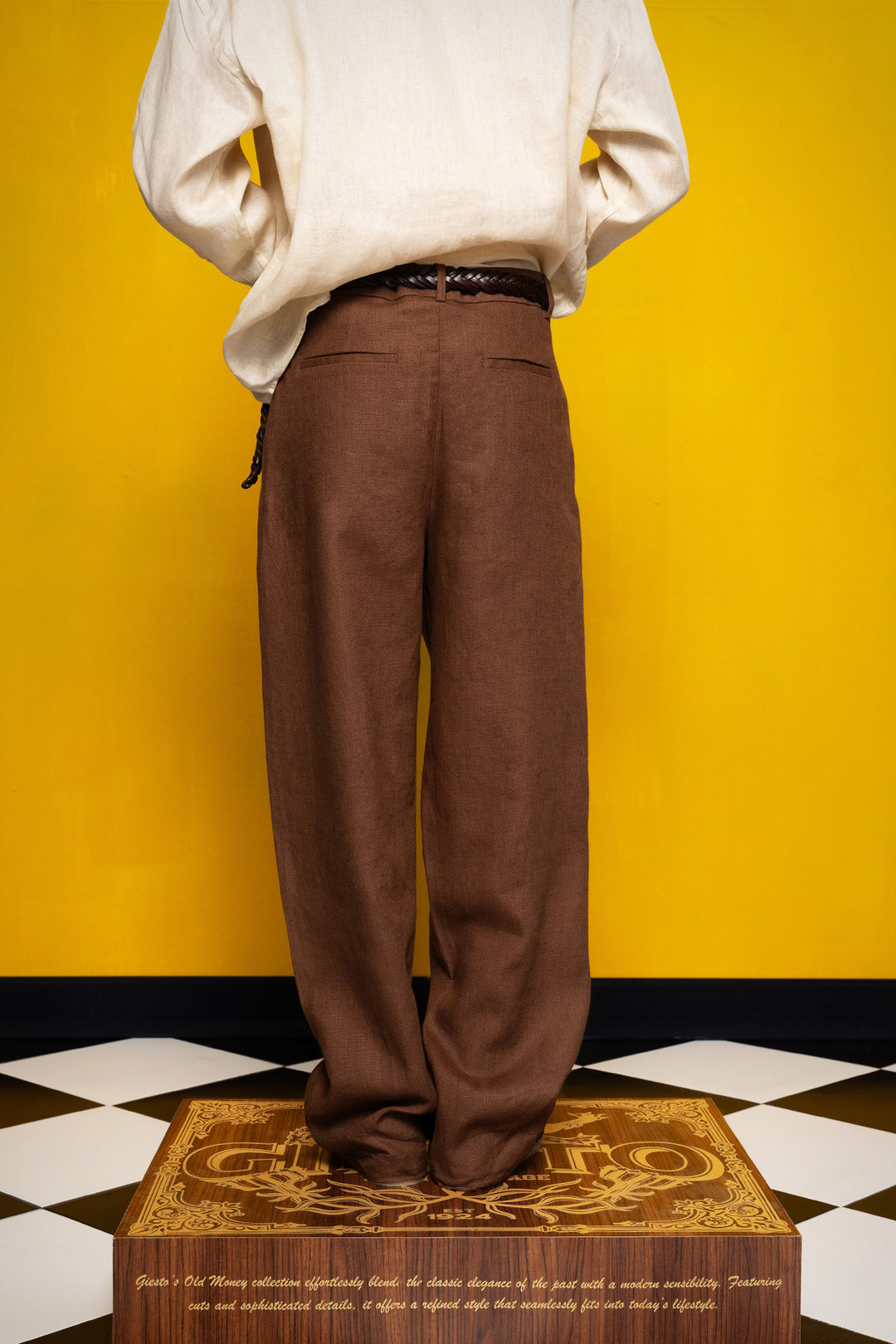 Giesto %100 Lin Marron Pantalon - Marron