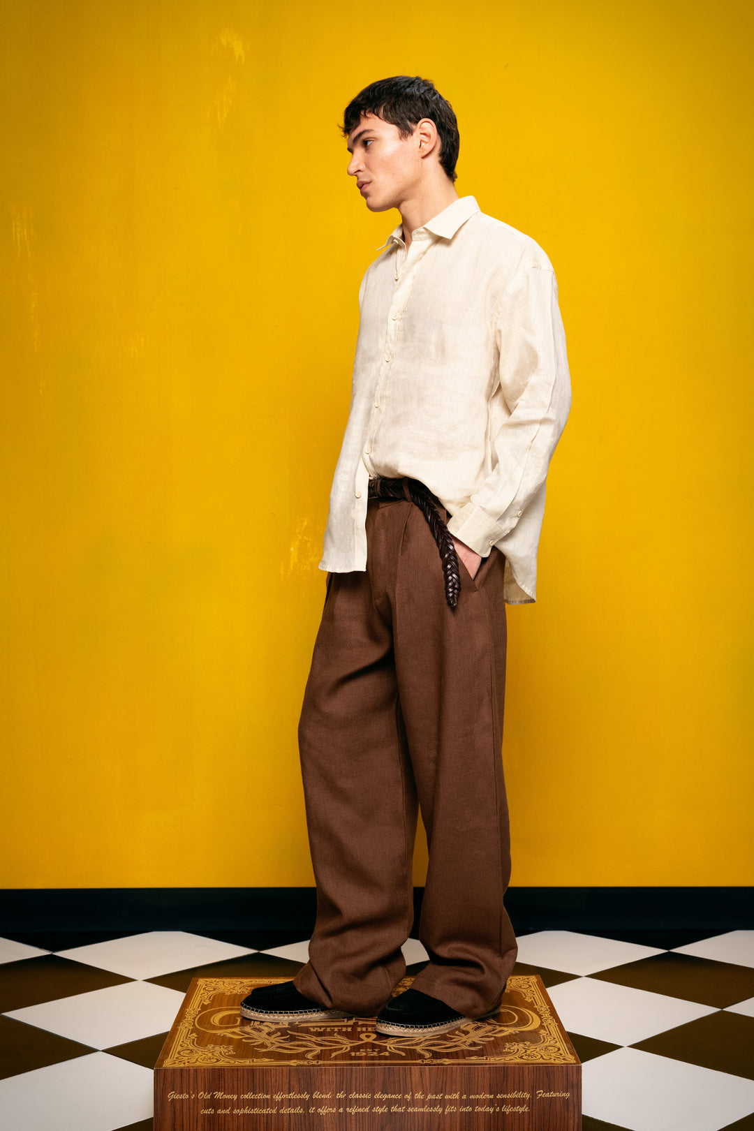 Giesto %100 Lin Marron Pantalon - Marron