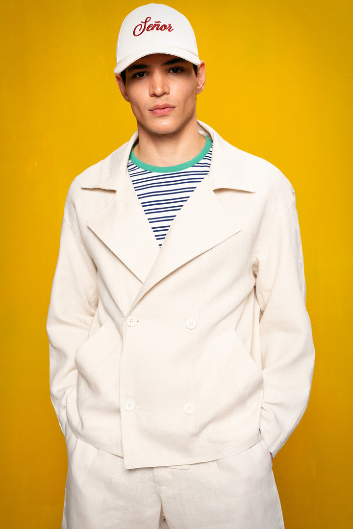 Giesto Veste croisée en lin 100% beige - Beige