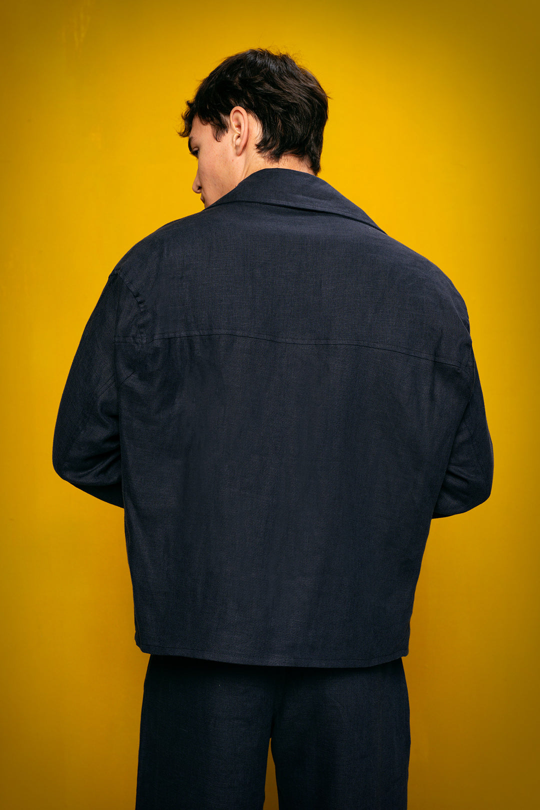 Giesto Veste croisée en lin 100% bleu marine - Bleu marine