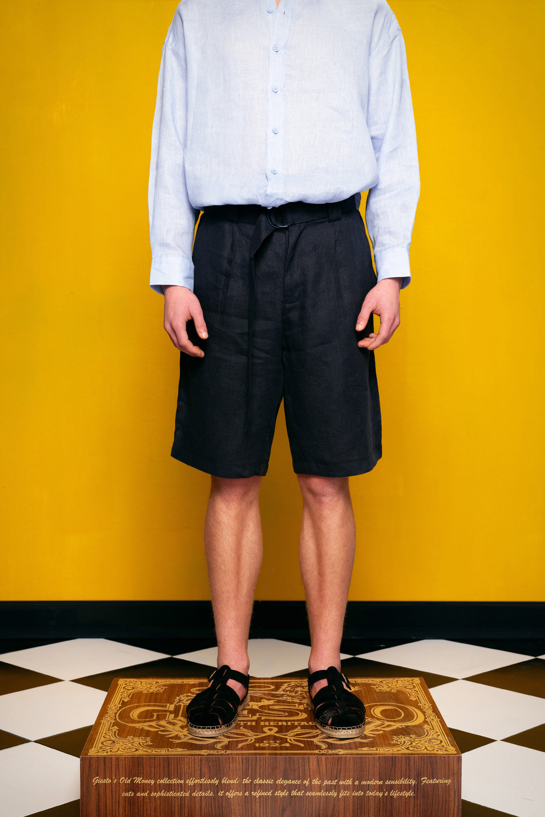 Giesto %100 Lin Bleu marine Short - Bleu marine