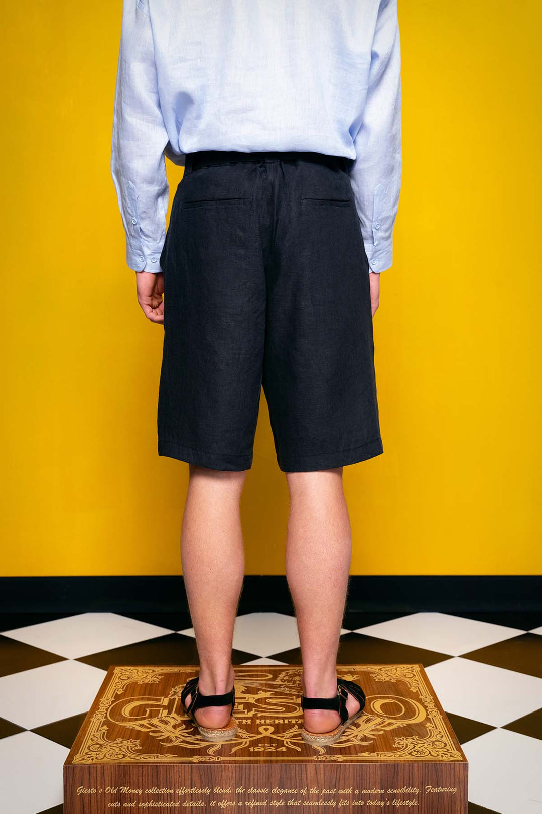 Giesto %100 Lin Bleu marine Short - Bleu marine