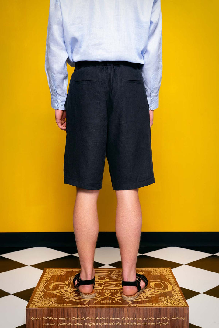 Giesto %100 Lin Bleu marine Short - Bleu marine