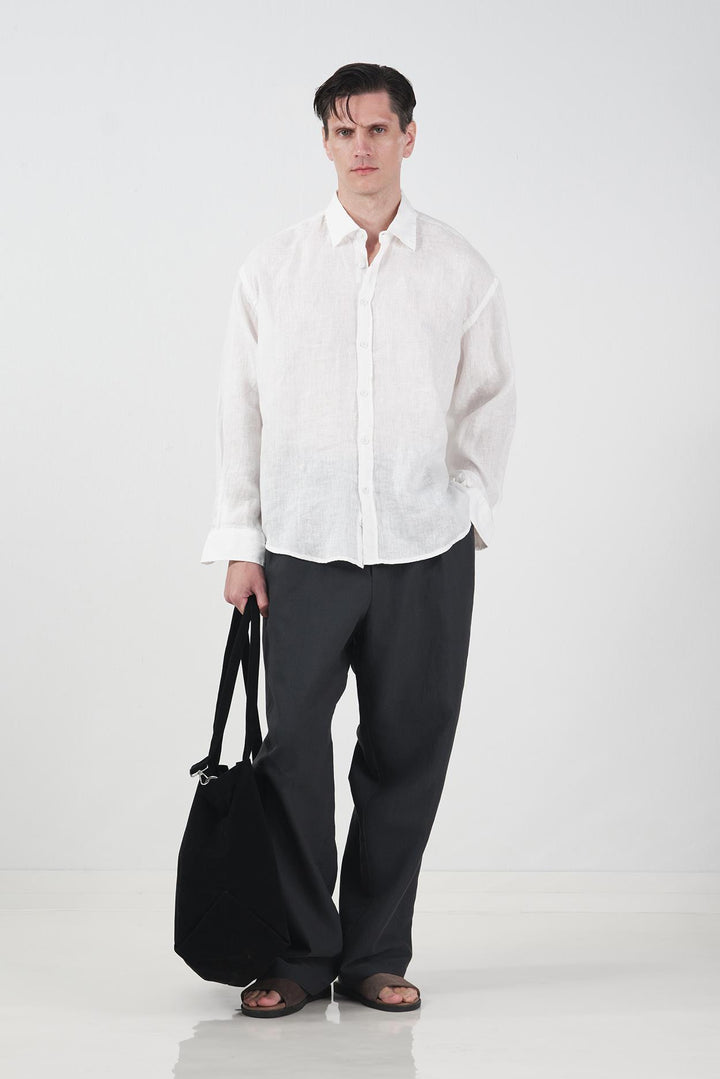 Giesto Chemise blanche oversize en 100% lin - Blanc