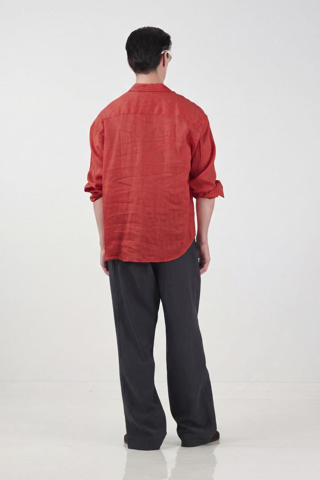 Giesto Chemise oversize en lin 100% terracotta - Brique