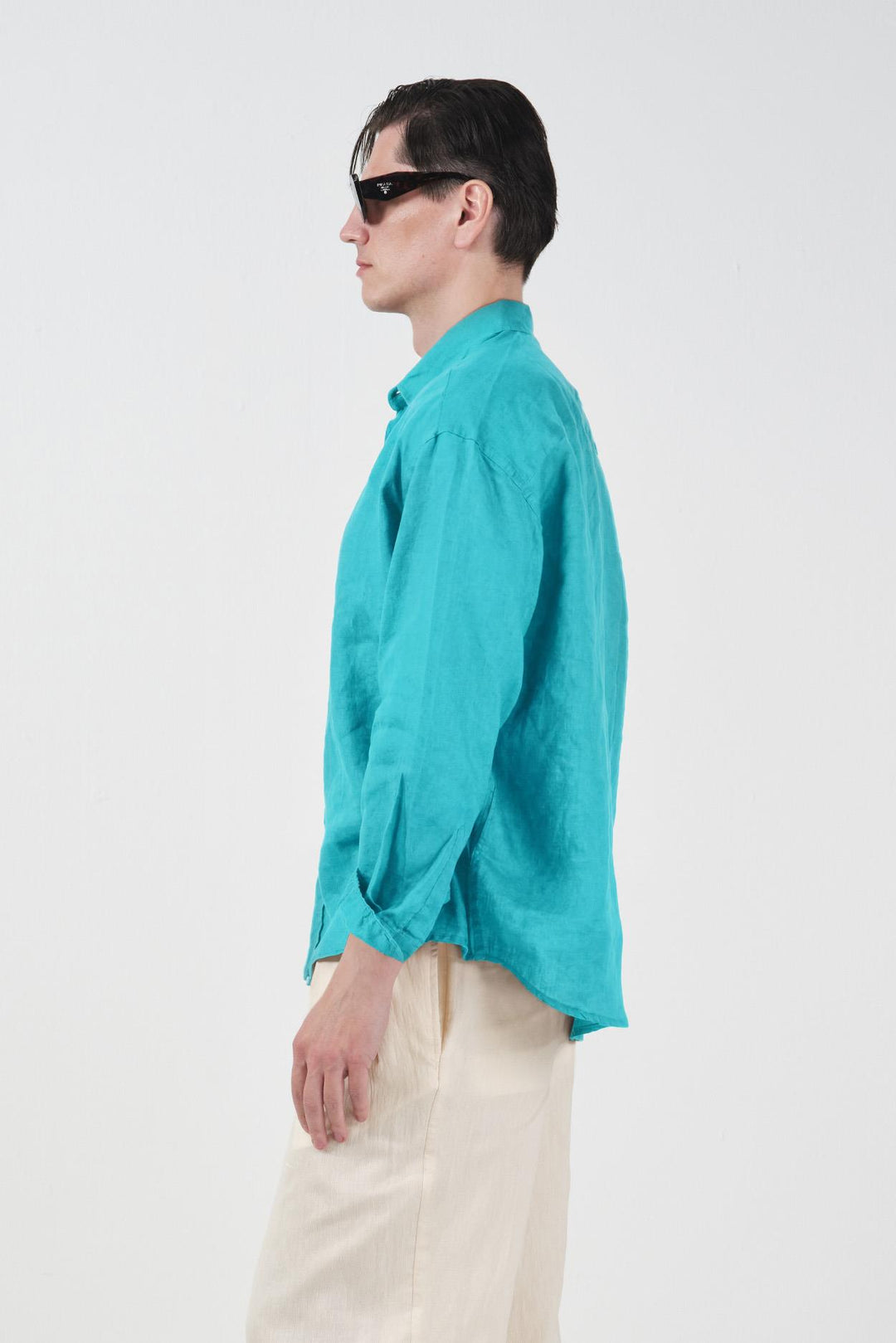 Giesto Chemise Oversize 100% Lin Turquoise - Turquoise