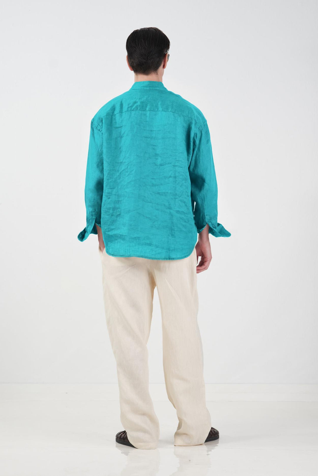 Giesto Chemise Oversize 100% Lin Turquoise - Turquoise