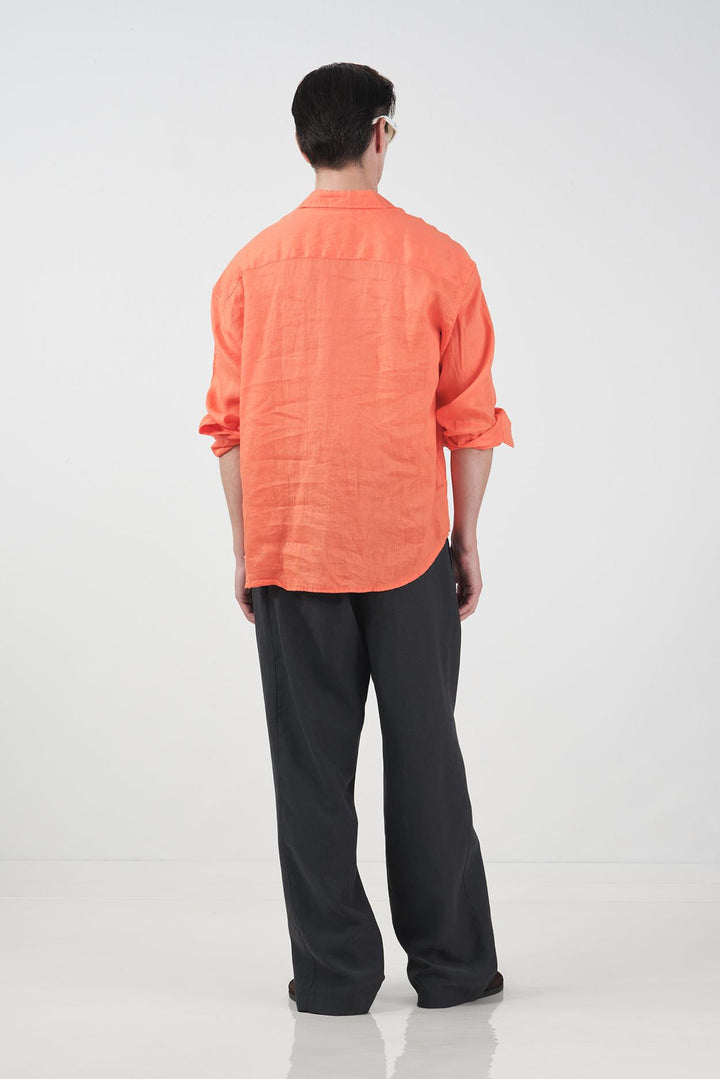 Giesto Chemise Oversize 100% Lin Orange - Orange