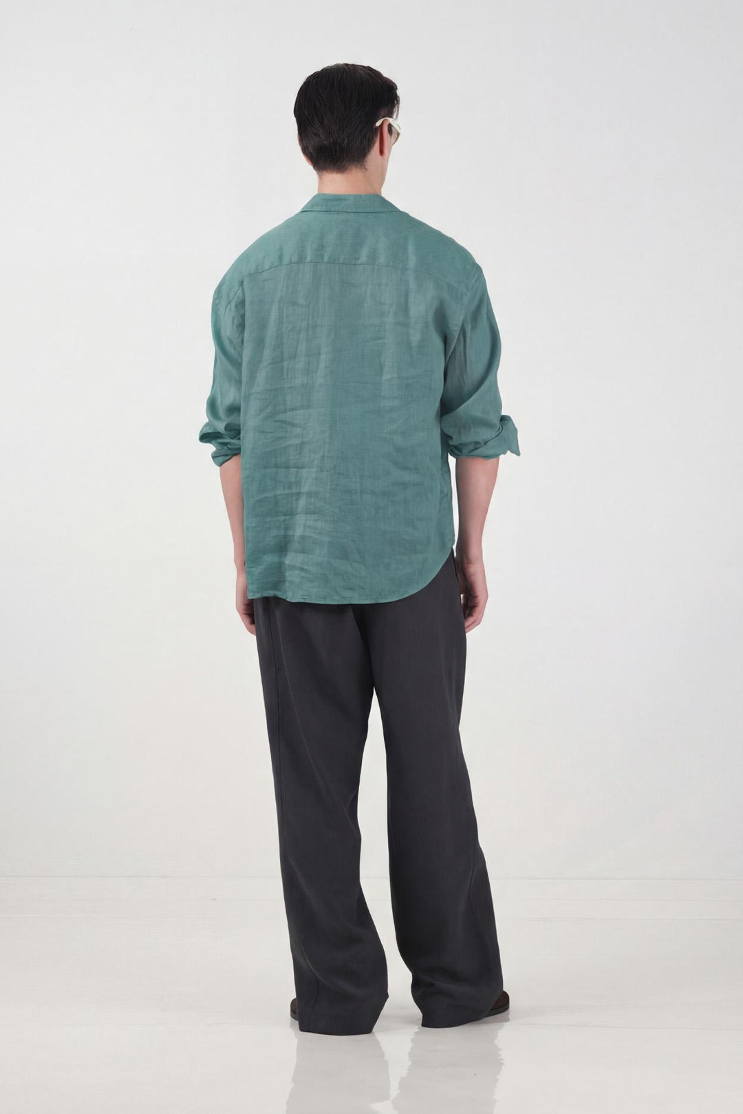 Giesto Chemise oversize en lin 100% vert émeraude - Vert