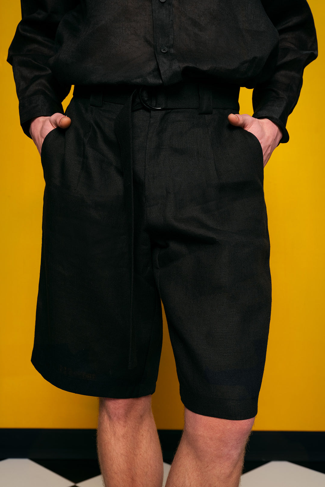 Giesto %100 Lin Noir Short - Noir
