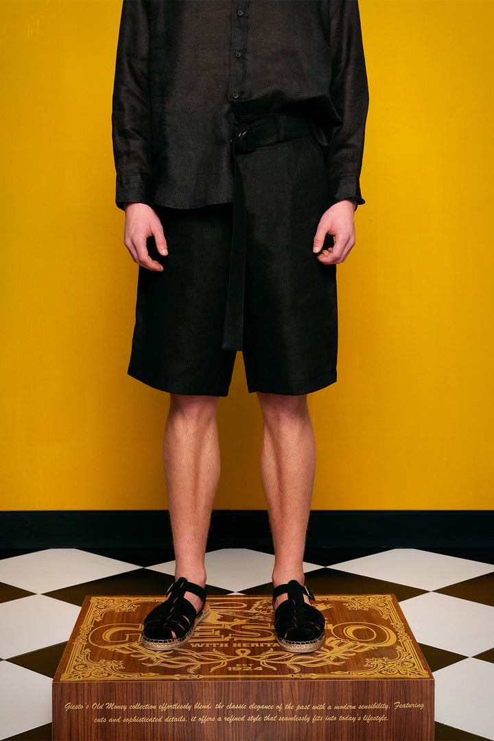 Giesto %100 Lin Noir Short - Noir