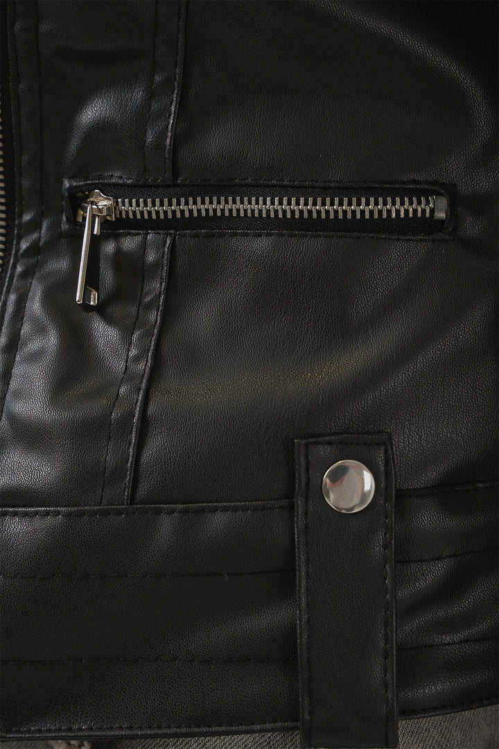 Bigdart 1025 Veste biker en simili cuir - Noir