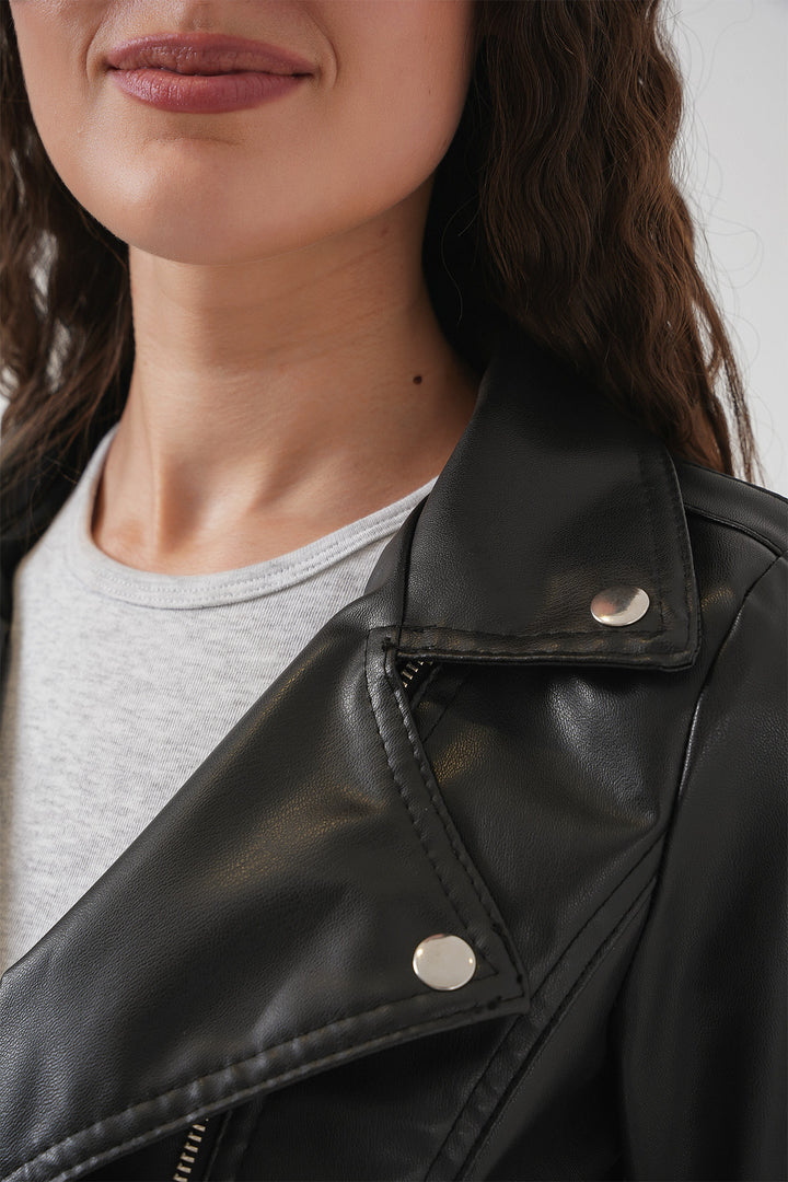 Bigdart 1025 Veste biker en simili cuir - Noir