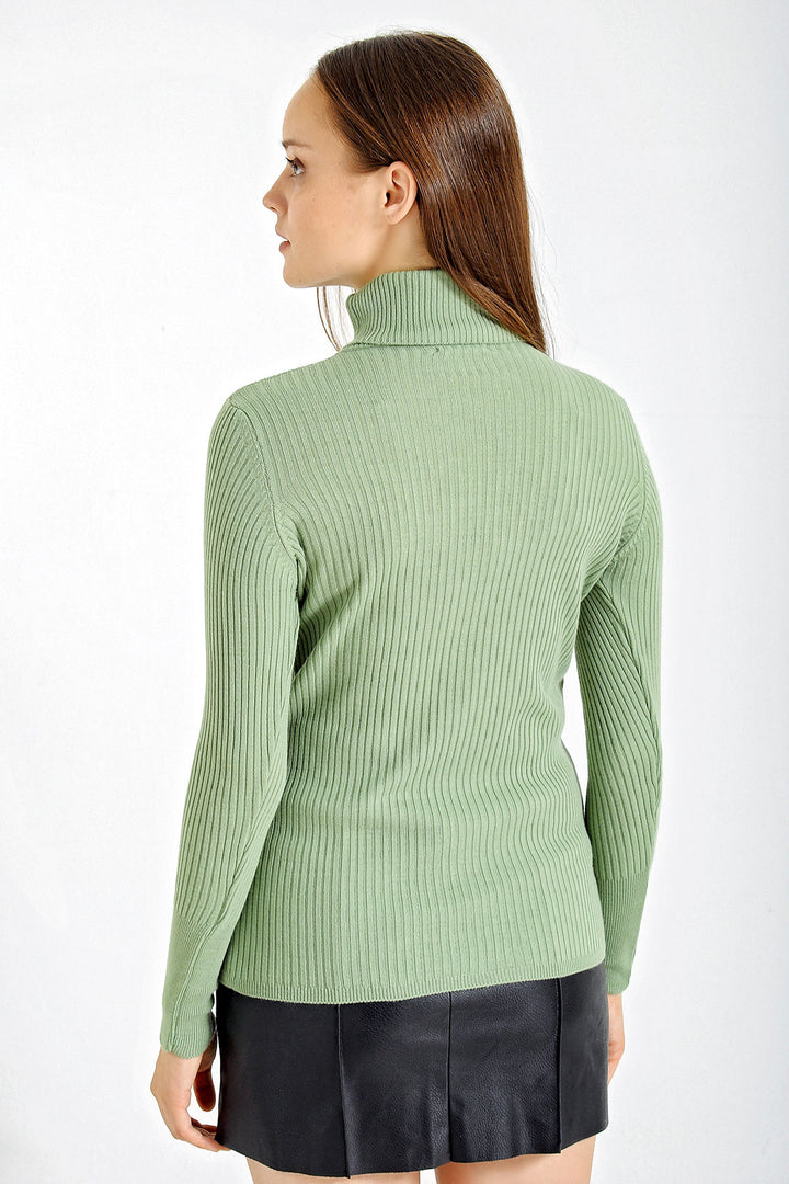 Bigdart 10311 Pull Col Montant en Tricot - Vert d'eau
