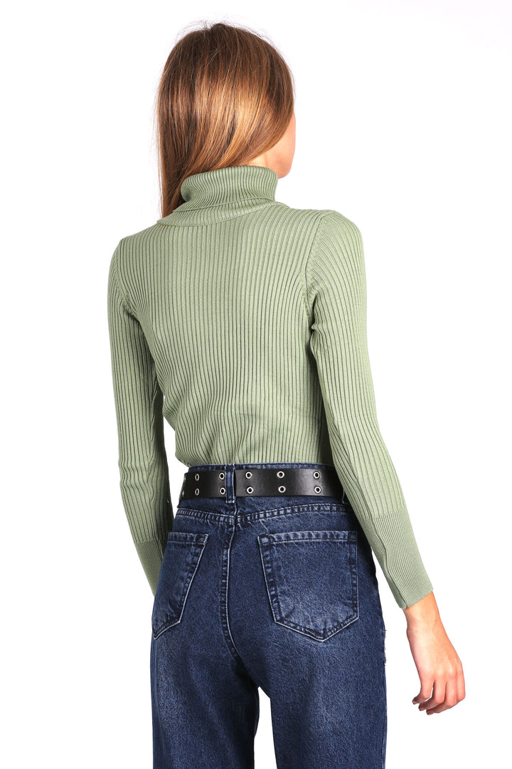 Bigdart 10311 Pull Col Montant en Tricot - Vert d'eau