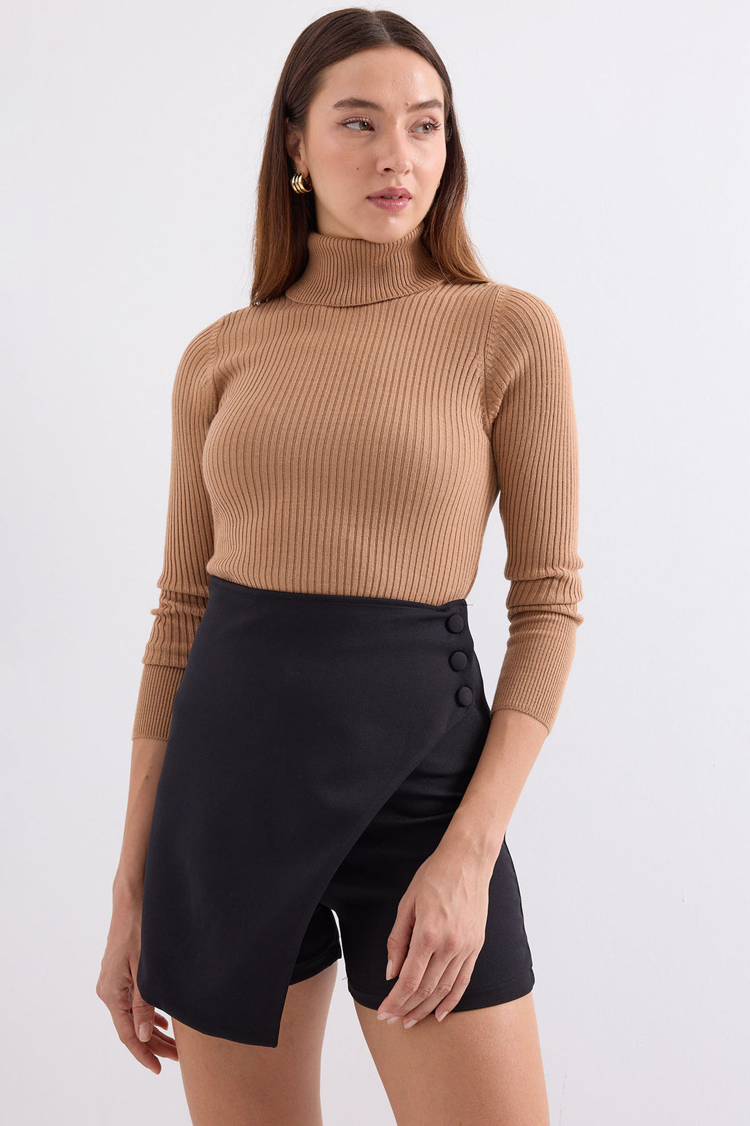 Bigdart 10311 Pull Tricot Col Montant - Beige
