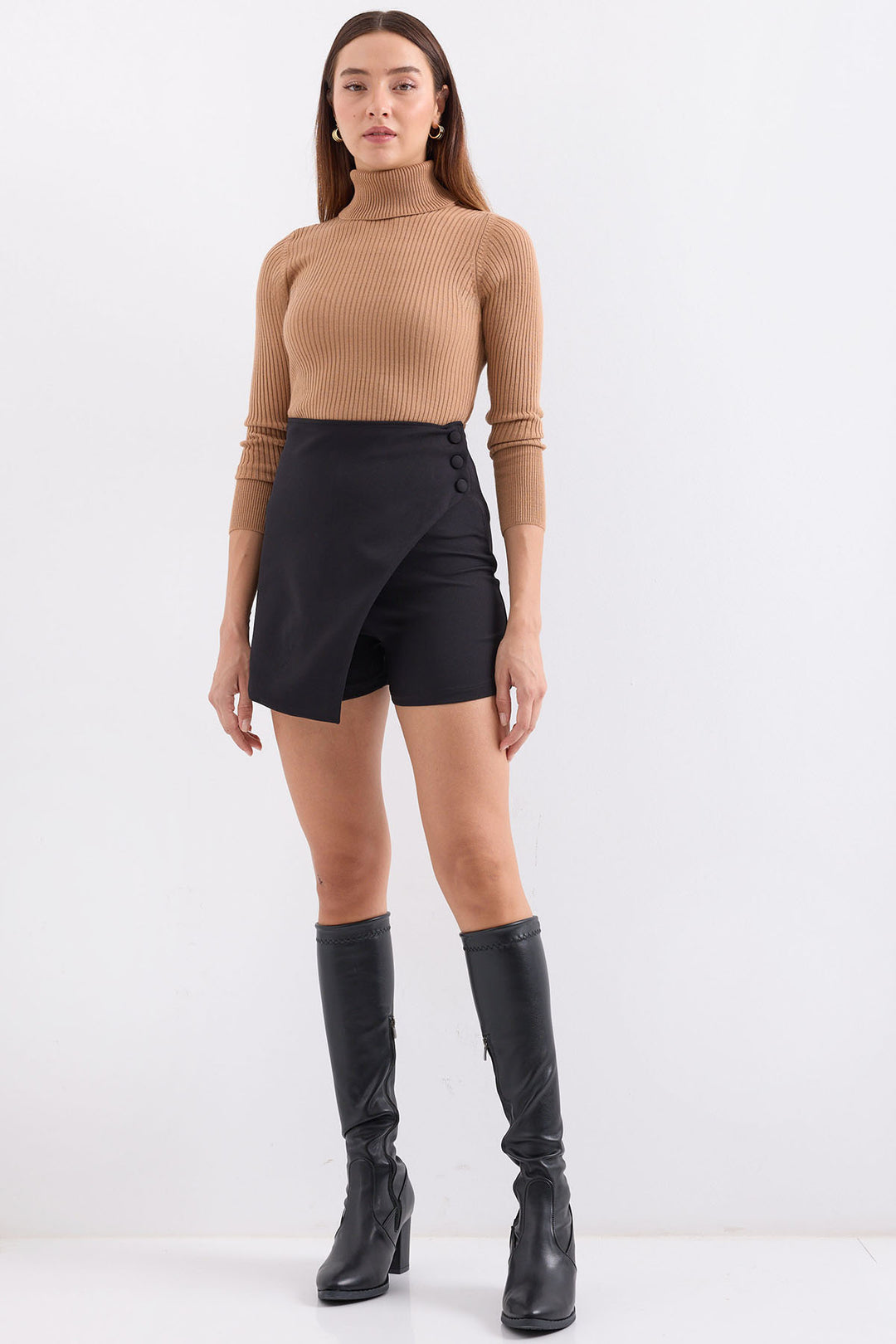 Bigdart 10311 Pull Tricot Col Montant - Beige