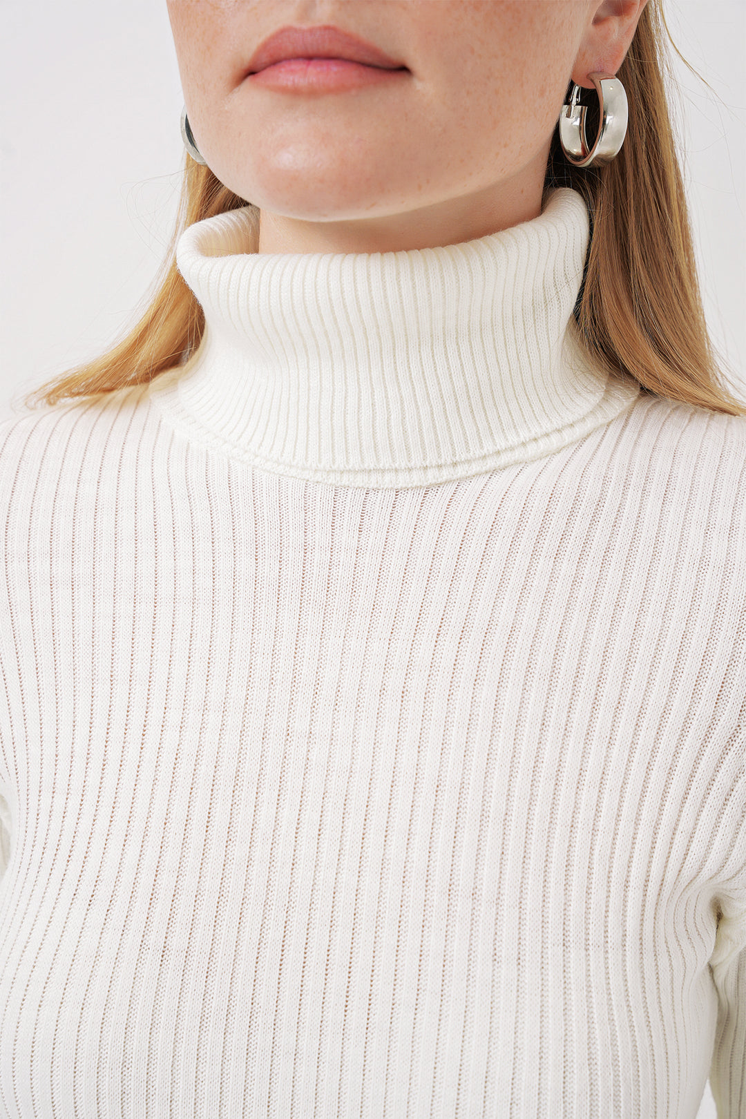 Bigdart 10311 Pull en tricot à col roulé - Blanc