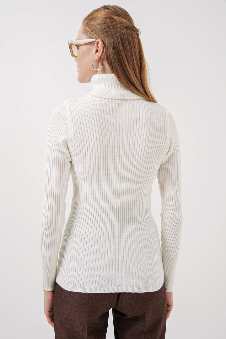 Bigdart 10311 Pull en tricot à col roulé - Blanc