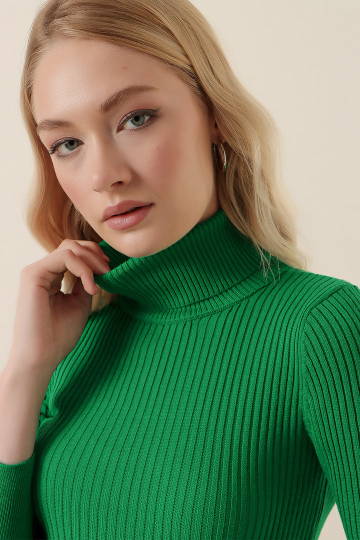 Bigdart 10311 Pull Tricot Col Montant - Vert foncé