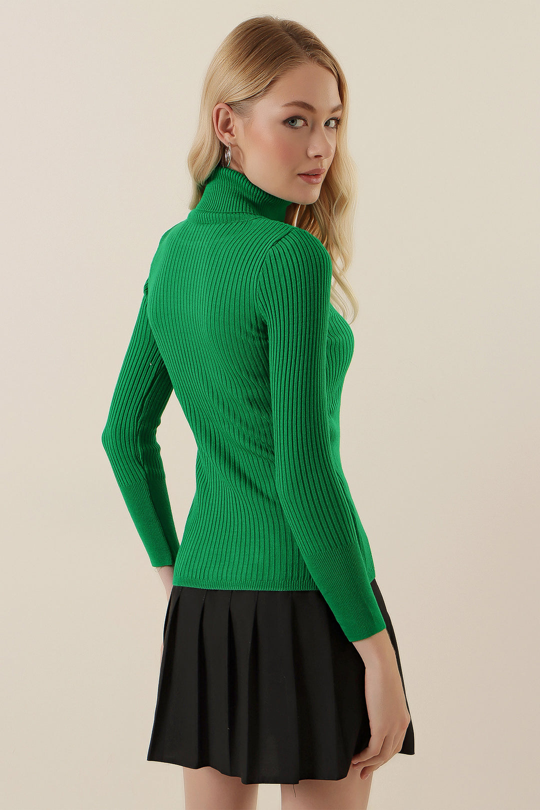 Bigdart 10311 Pull Tricot Col Montant - Vert foncé