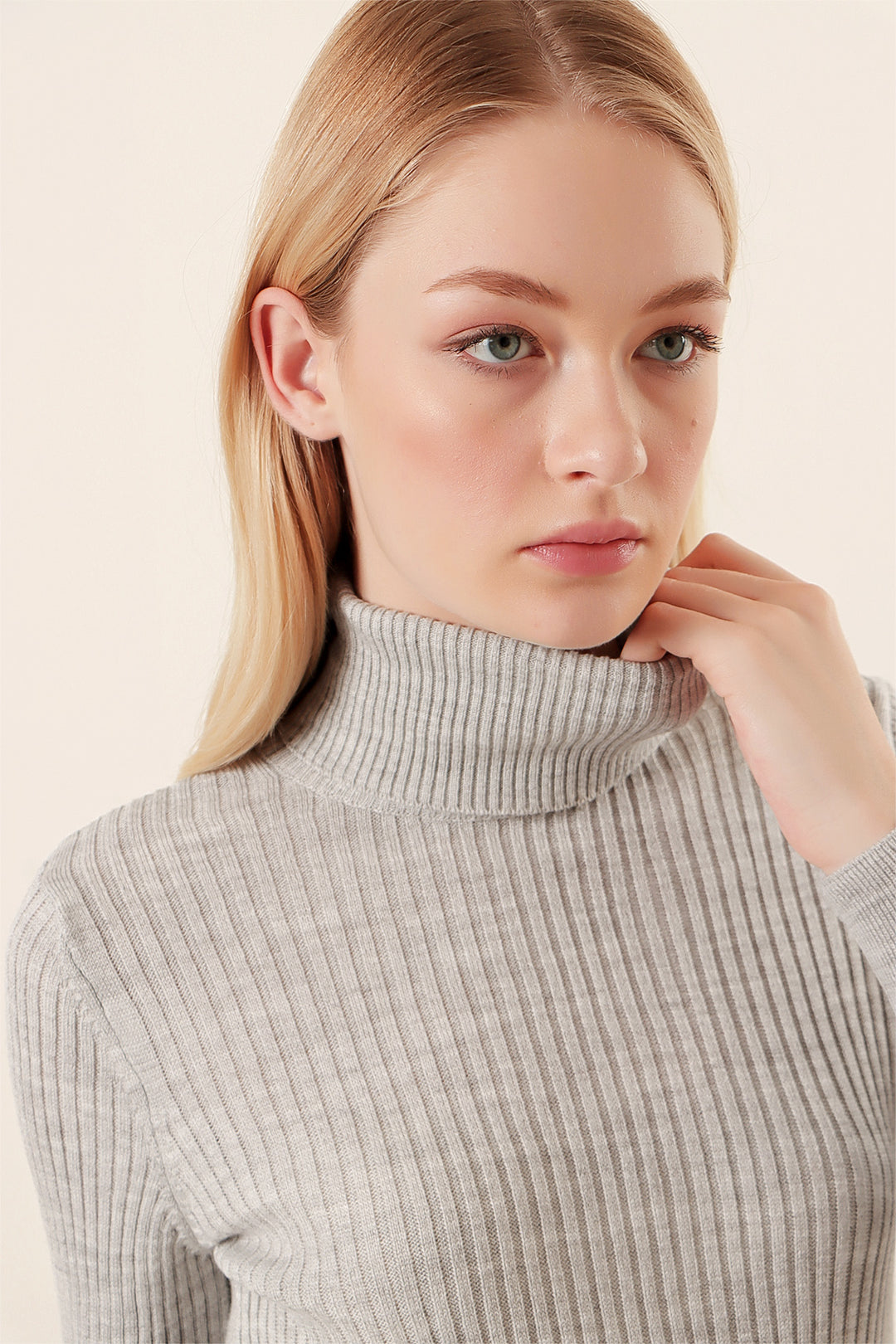 Bigdart 10311 Pull col roulé en tricot - Gris