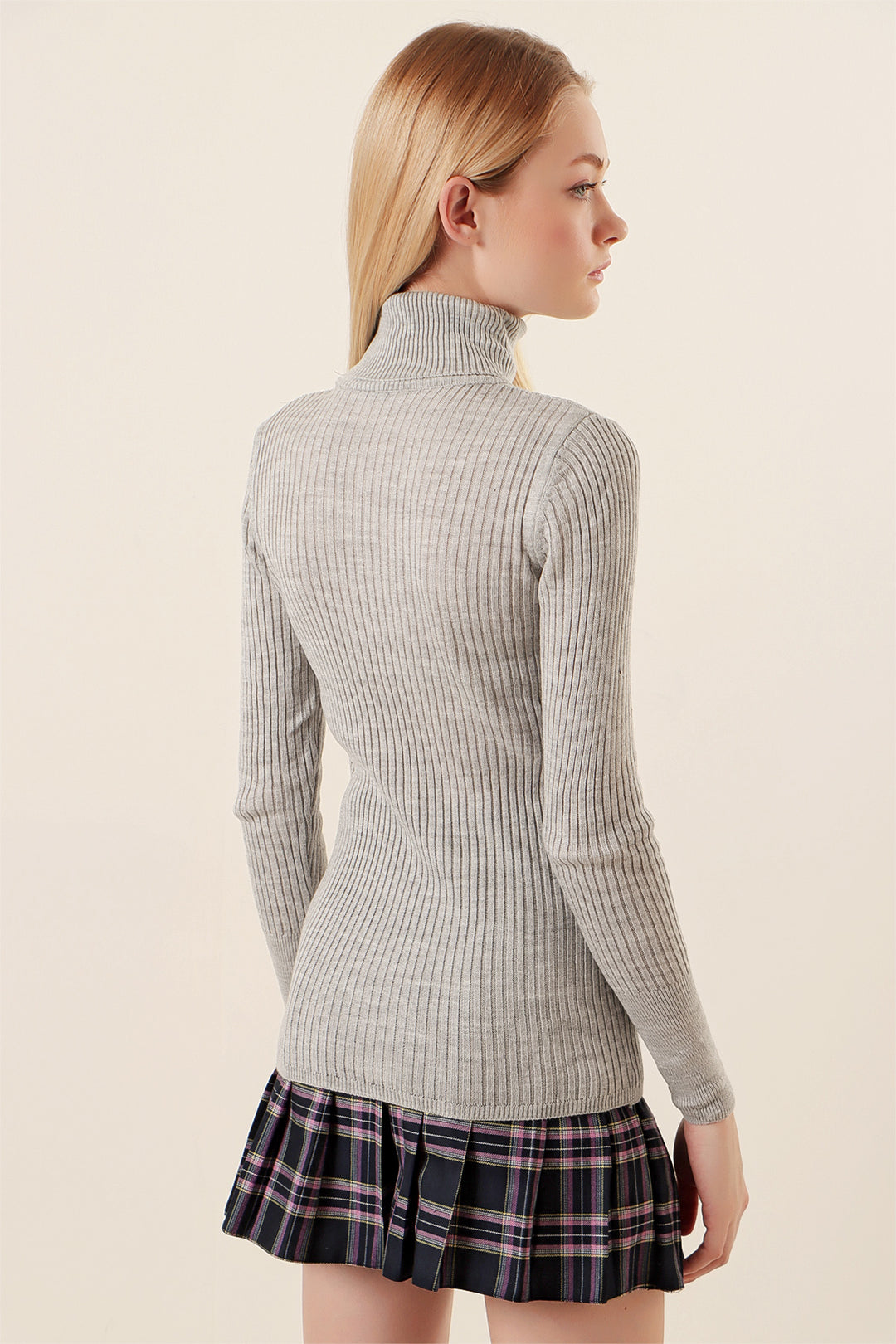 Bigdart 10311 Pull col roulé en tricot - Gris