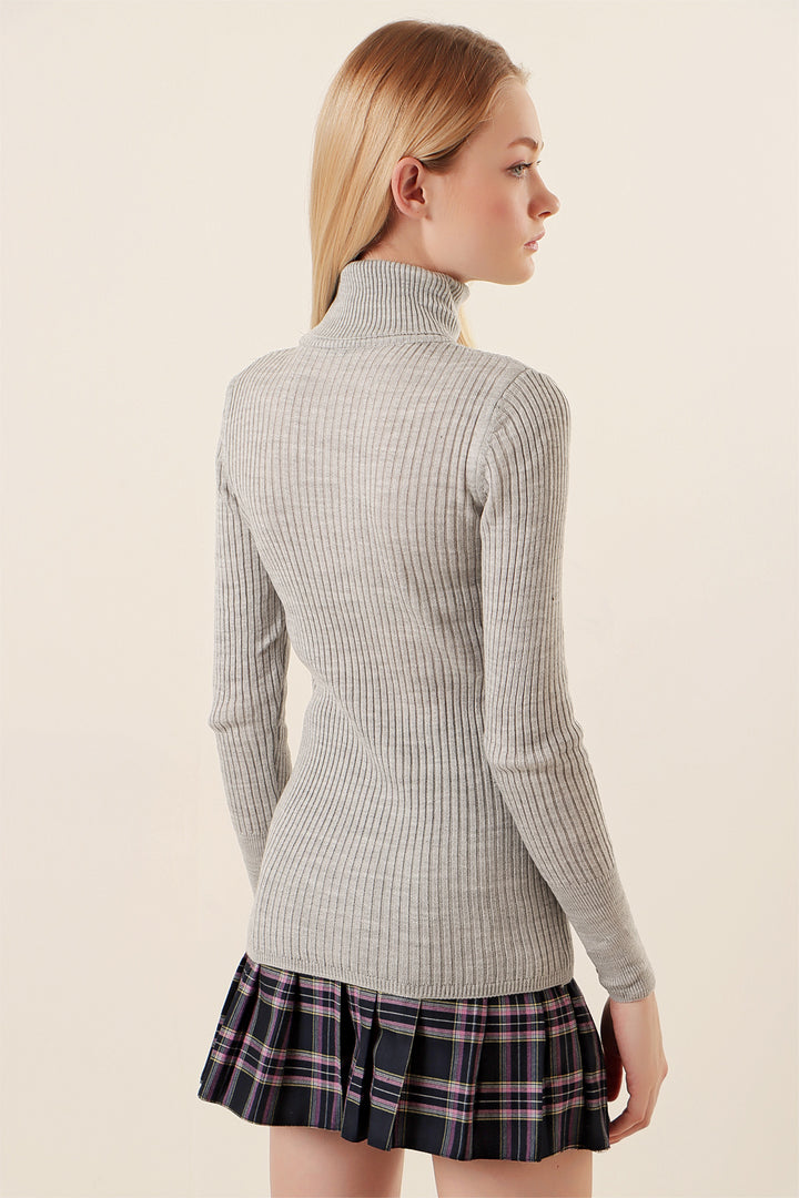 Bigdart 10311 Pull col roulé en tricot - Gris
