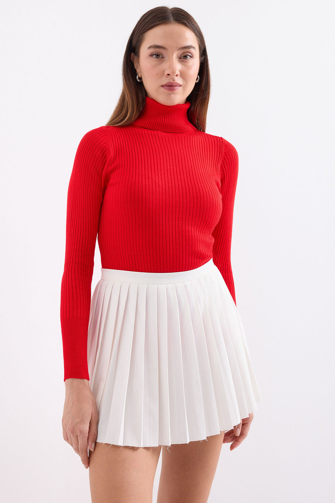 Bigdart 10311 Pull Tricot Col Montant - Rouge