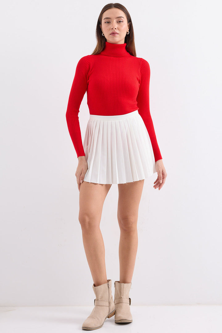Bigdart 10311 Pull Tricot Col Montant - Rouge
