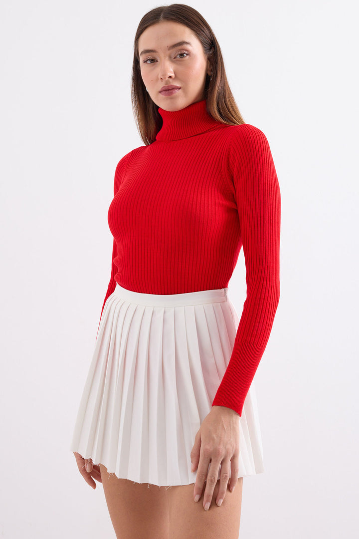 Bigdart 10311 Pull Tricot Col Montant - Rouge