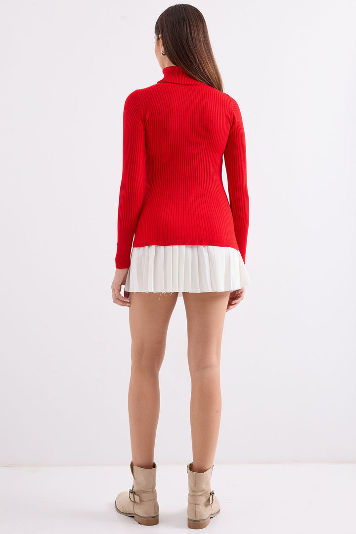 Bigdart 10311 Pull Tricot Col Montant - Rouge
