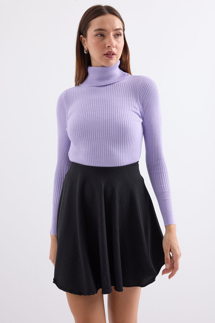 Bigdart 10311 Pull en tricot col roulé - Lilas