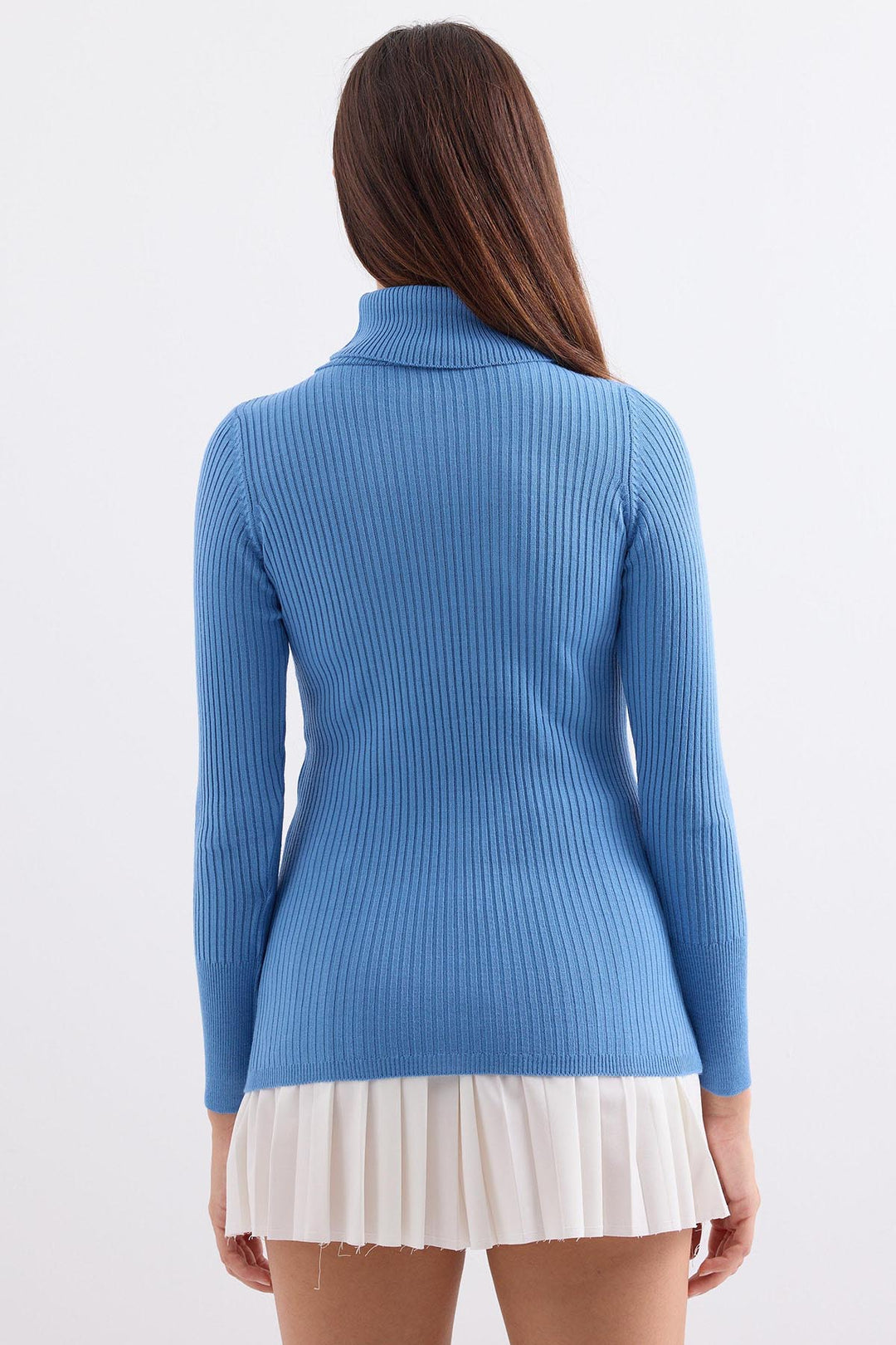Bigdart 10311 Pull en tricot col roulé - Bleu