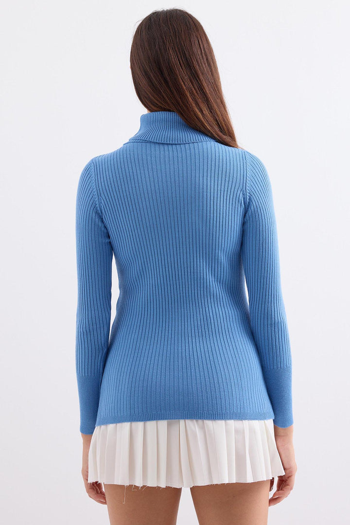 Bigdart 10311 Pull en tricot col roulé - Bleu