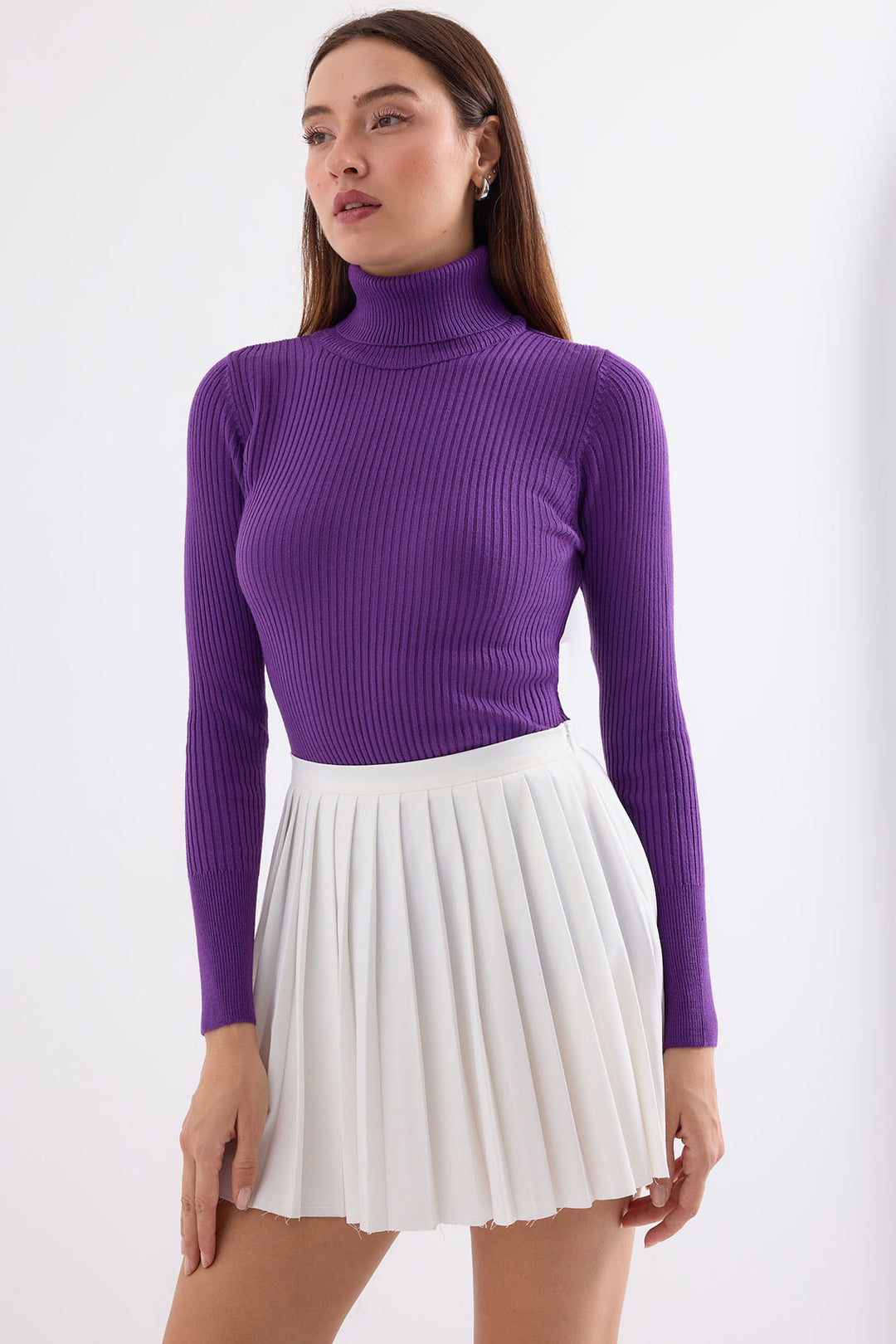 Bigdart 10311 Pull en tricot col bateau - Violet