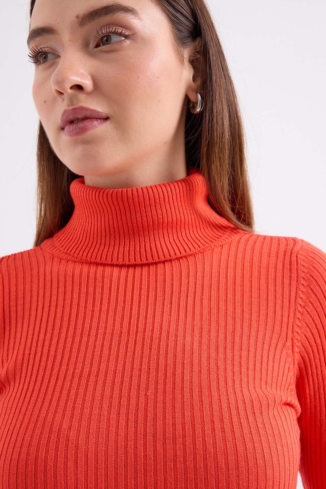 Bigdart 10311 Pull col roulé en tricot - Orange