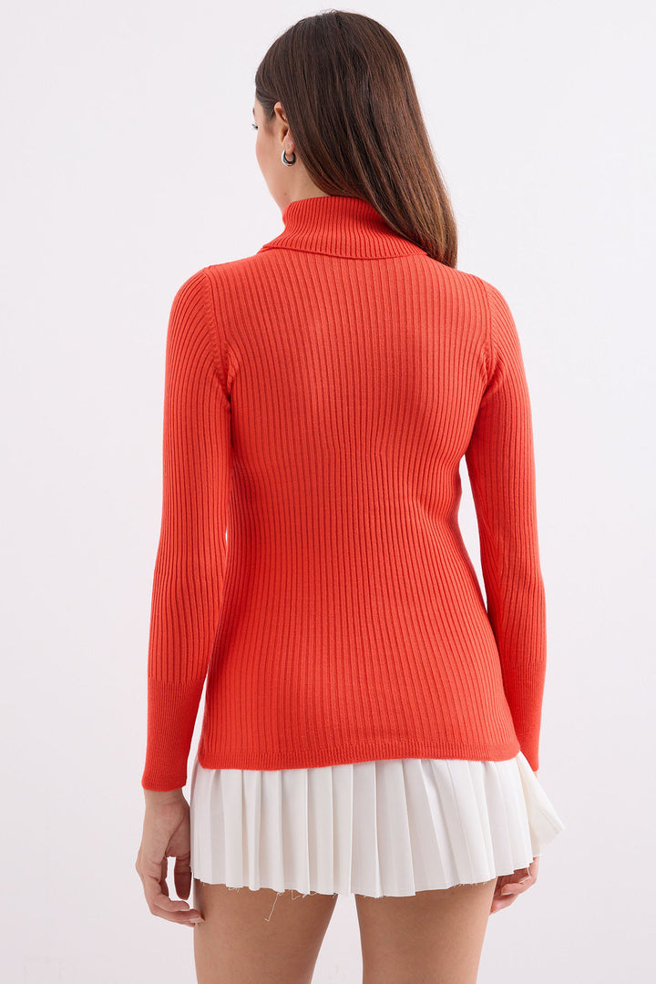 Bigdart 10311 Pull col roulé en tricot - Orange